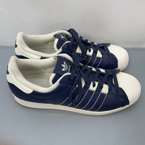 Adidas Originals Superstar Sneakers Shoe Athletic Shell Toe Leather Blue Men 10 - Picture 2 of 13